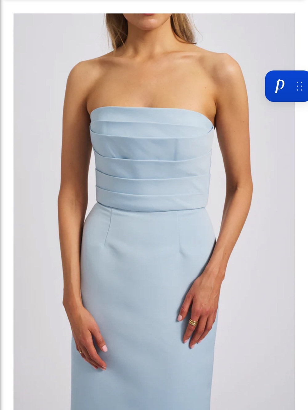 Amsale Strapless Light Blue Column Wedding Dress - Picture 2 of 2
